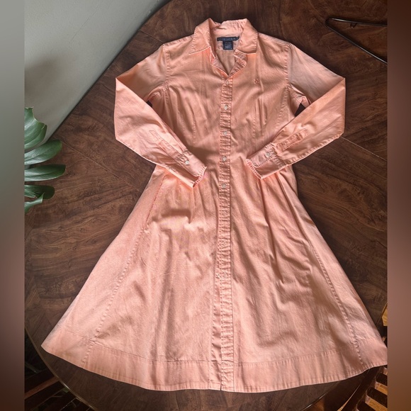 Ralph Lauren Dresses & Skirts - Ralph Lauren Peach Long Sleeve  Shirt Dress